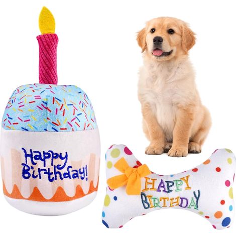 Gâteau D'anniversaires pour Chiens Jouet Couineur, Durable Jouet D'anniversaire en Peluche pour Chien, Gateau Anniversaire Chien et Os D'anniversaire en Peluche Douce Qui, pour Animaux Domestiques (1/5)