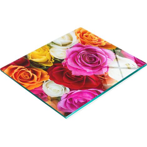Tabla de cocina decorativa multifuncional con bordes endurecidos, rosas de colores, 60x52 cm (1/5)