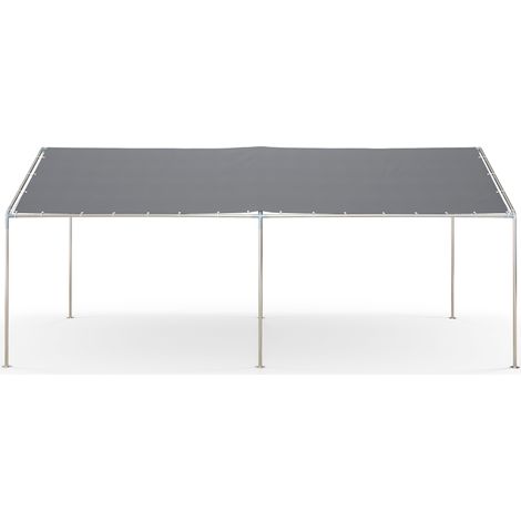 x 3 m Carport, robustes, verzinktes Stahlblech, graues Vordach, Dach aus hochdichtem PE-Dach
