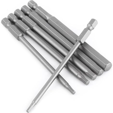 6 Piece Long Hex Screwdriver Bit Magnetic Hex Screwdriver Bits S2 Steel Shank Screwdriver Bit 100 mm 1/4 Inch Electrician for Screwdriver and Electric Screwdriver (1/5)