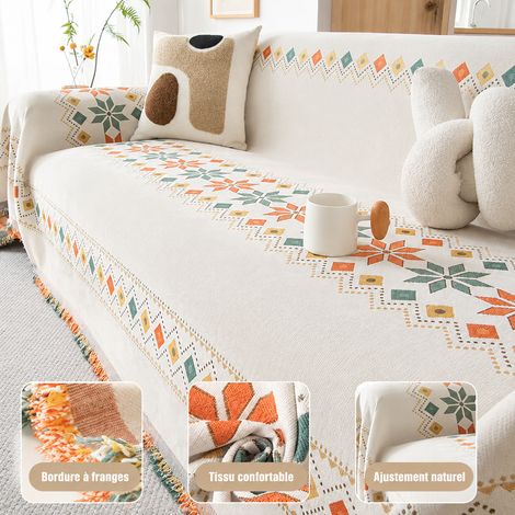 Jeté de canapé chenille losanges colorés 180 x 300 cm adapté pour petit canapé 3 places 30 × 30 × 8 cm 2,16 kg – Livraison gratuite