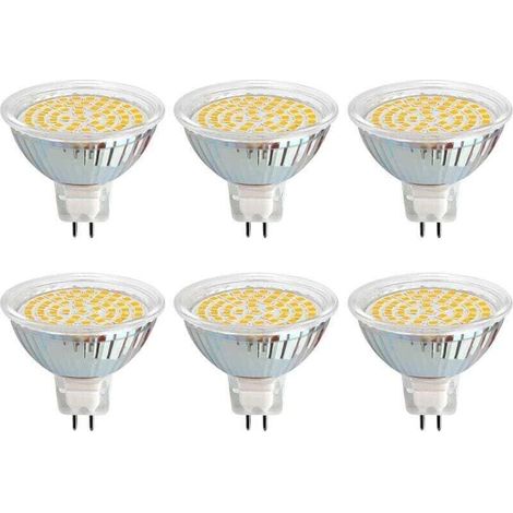 Lampe LED GU5.3 12V 3W Blanc Chaud 3000K, XU, Ø50mm, Équivalent GU5.3 30W, 500LM, AC/DC 12V MR16 GU5.3 Encastrable pour Jardin Extérieur/Entrée/Terrasse, Non-dimmable, De 6 [Classe énergéti KZQ - KZQ