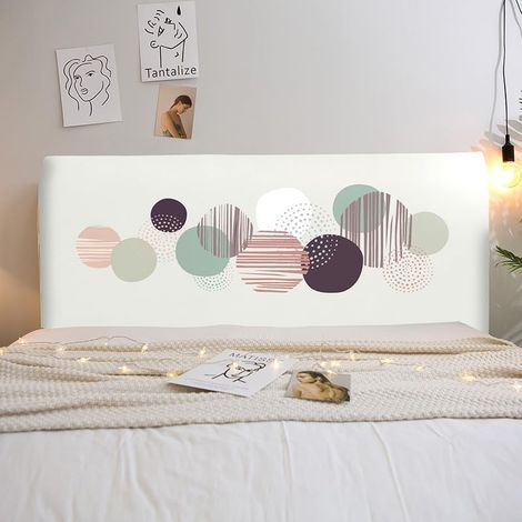 CCYKXA Stretchable Headboard Covers, Geometric Print Universal Protective Cover, Soft Protective Headboard Cover, Dustproof Protector for Decoration (Ball, 160cm)