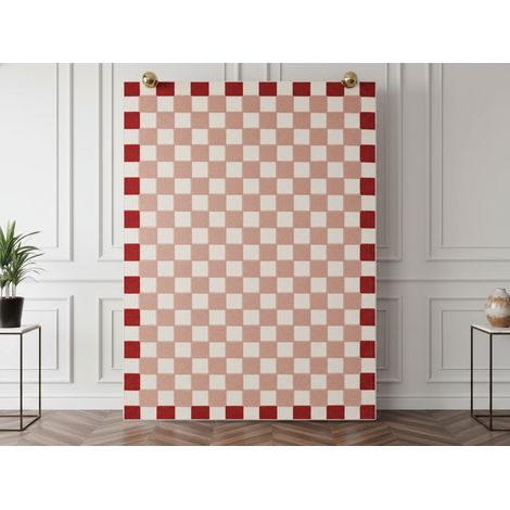 BOBOCHIC - Tapis poils ras MYRLIE motif damier 160x230 Rose