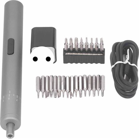 Tournevis électrique rechargeable miniature avec batterie intégrée, charge rapide 100-240V norme européenne, outil sans fil compact pour bricolage et précision, livré avec accumulateur interne (1/5)