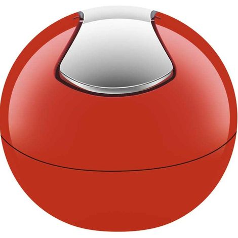 Spirella Cestino da Bagno, Contenitore per Cosmetici, 1 litro, Finitura Lucida o Opaca, con Coperchio Basculante, Cestino da Tavolo, Rosso (1/5)