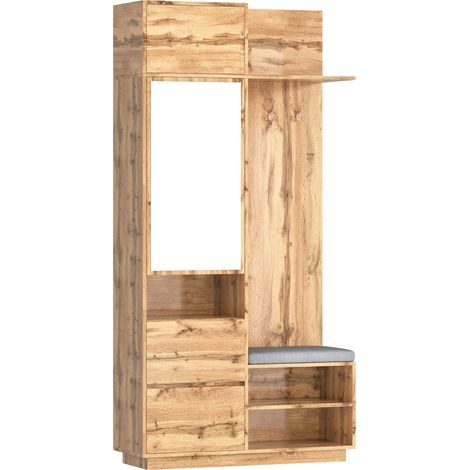 GagaVestiaire compact avec miroir et banc, meuble à chaussures et crochets (1/5)