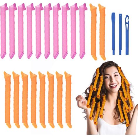 Bigoudi Bigoudis, 20pcs DIY Magic Hair Waves Curls Boucles en Spirale Sans Chaleur avec Crochets de Coiffage pour Femmes, Filles, Cheveux Courts, Moyens, Longs, La Plupart des Coiffures (1/5)