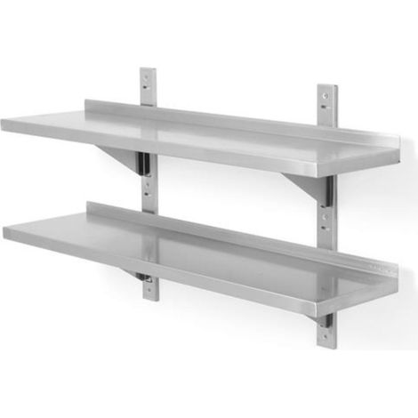 Estantería colgante ajustable con dos consolas, acero inoxidable, doble, 100x40 cm - Hendi 816592