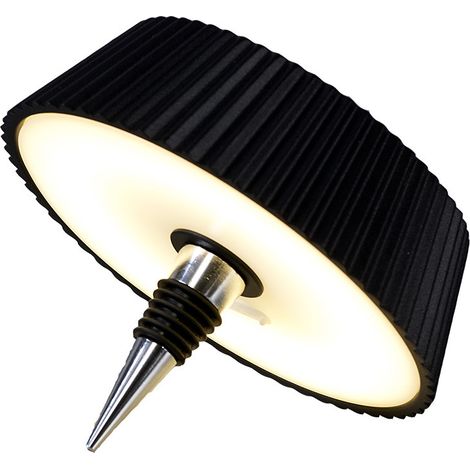 Lampe design, Eclairage bouche bouteille rechargeable Relax Noir en Metal, MANTRA (1/2)