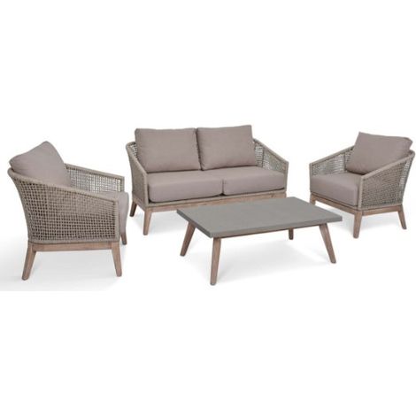 Garden Trading Lynton 2 Seater Sofa & Arm Chairs Seat Coffee Table Set Wooden