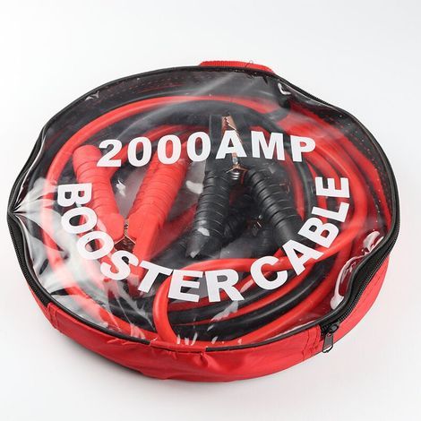 Câbles de démarrage 2000 A pour batterie déchargée – Longueur 4m – Pour moteurs essence et diesel jusqu'à 5000 cc – Cosses à code couleur (1/4)