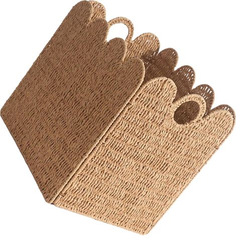 Panier de rangement carré en corde de papier tressée beige, boîte pliable et décorative, organisateur pour vêtements, accessoires, placard, étagères, chambre et maison (1/5)