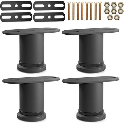 Ensemble de 4 pieds de lit réglables Acier robuste Hauteur de 8 à 12 cm Renfort central pour le sommier (1/5)