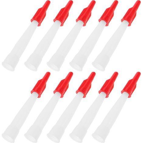 10 robuste Kunststoff- und Silikon-Dichtungsspitzen mit roten Kappen, Werkzeug zum Glätten von Dichtmasse, austauschbares Düsenset für gleichmäßigen Auftrag, professionelle Anwendung (1/5)