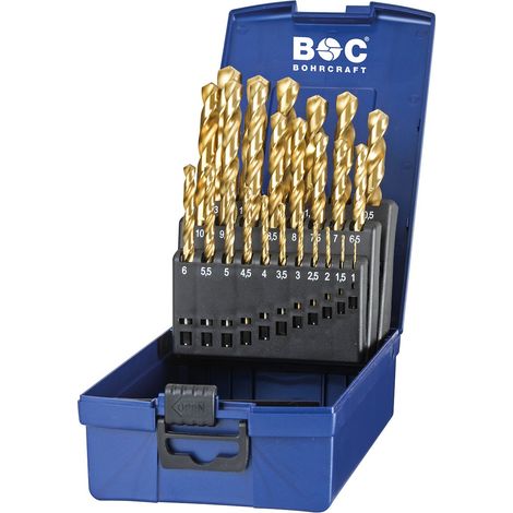 DIN 338 N HSS-TiN Bohrer-Satz, KT13 ABS Box //1-13x0,5/25-tlg.  Bohrcraft 11301330025