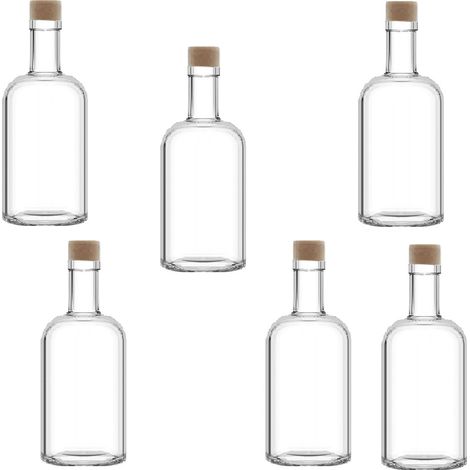 6 Bottiglie in vetro 500ml con tappo TONDA per liquori limoncello decorazioni decoupage bomboniera bottigline olio sali minerali collezione
