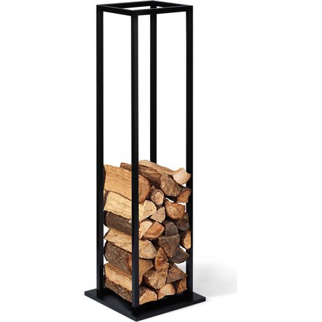Idmarket – Range bûches vertical acier noir – Étagère 33x33 cm – Hauteur 112 cm – Pour bois de chauffage – Design élégant pour cheminée