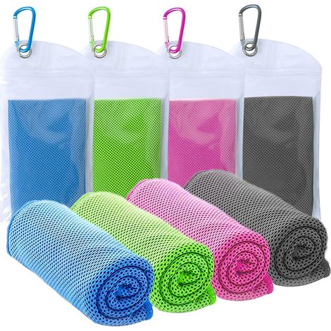 Lot de 4 serviettes de refroidissement, serviettes en microfibre de fil de sport, serviette froide pour gym, yoga, golf, voyage, camping, entraînement. (1/5)