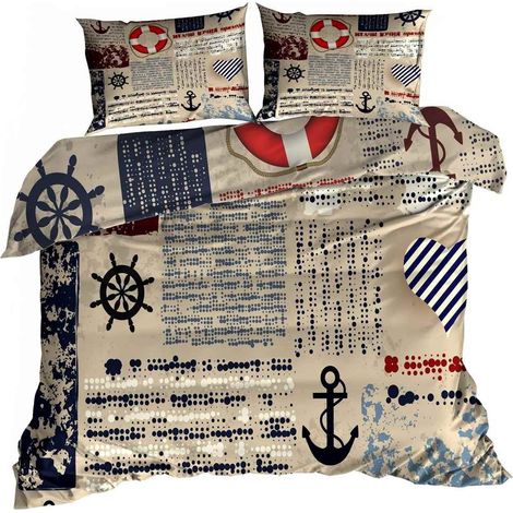3D Baumwollsatin Bettwäsche 160x200cm NAUTICAL STYLE (1/3)