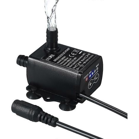 Pompe à eau sans balais Decdeal Mini DC12V 10W 400L/h avec tête de refoulement de 400 cm (filetage interne 5,5-2,1 mm) 26s (1/5)