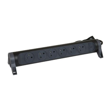 Legrand 049456 Multi-socket extension cable with rotary block of 6 outlets 2P+T Surface, switch and cord length 1.5m