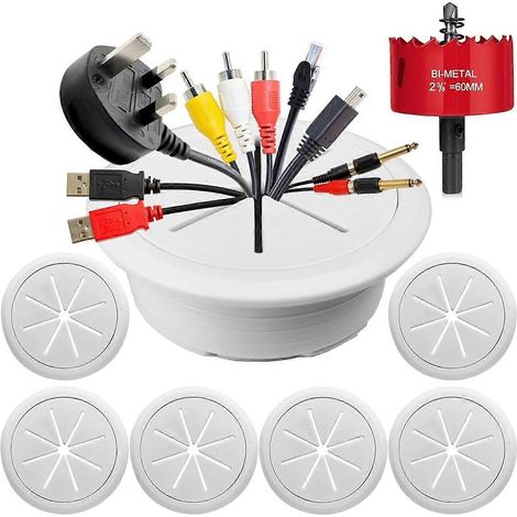Wandkabelmanagement-Set A, 6 TV-Kabelabdeckungen 60 mm (2-3/8 Zoll) (1/5)