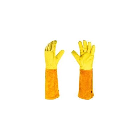 2-teiliges Handschuhset – Gartenhandschuhe – Lederschutz – Gartenhandschuhe für Dornen und Gestrüpp, Beige – Crezuo (1/3)