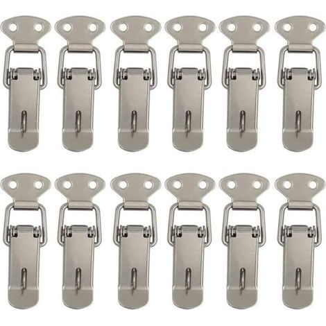 Fermeture à levier pour capot – Lot de 12 pièces en acier avec ressort, système bascule pour armoires, coffres à outils et portes (1/4)