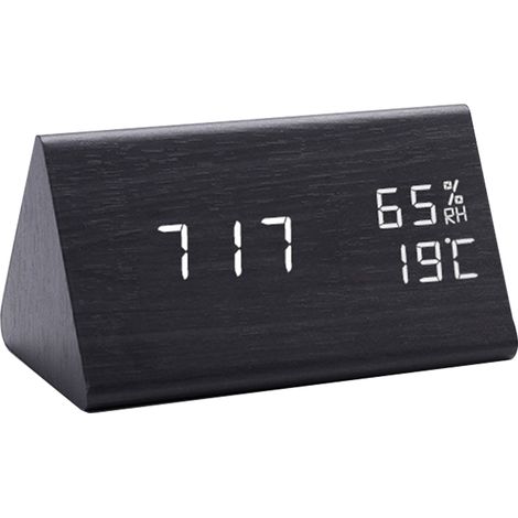 Horloge en bois - Bois noir, lumière blanche - Triangle (1/5)