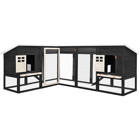 Clapier d'extérieur pour lapins avec espace d'activité, blanc grisâtre, en bois de cèdre.