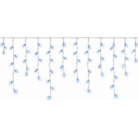ETTROIT 120 LED-Lichtervorhang, 3 m, blaues Licht, weißes Kabel, IP65, ausziehbar, Blitzeffekt, mit Aufhängedrähten in abwechselnden Längen (30-70-40-60 cm) für einen Kaskadeneffekt (1/5)