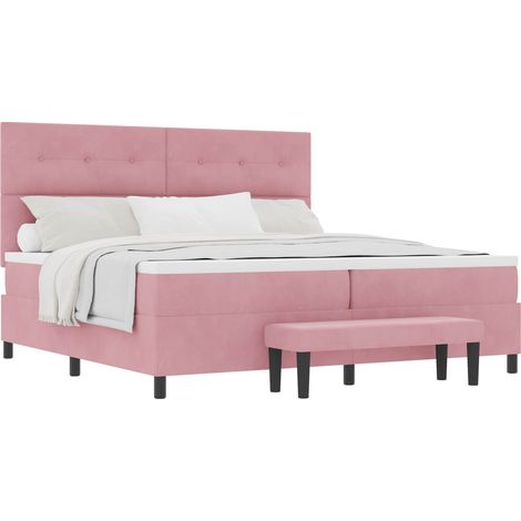 Maison Exclusive - Letto a molle con testiera Rosa 200 x 200 cm Velluto (1/5)