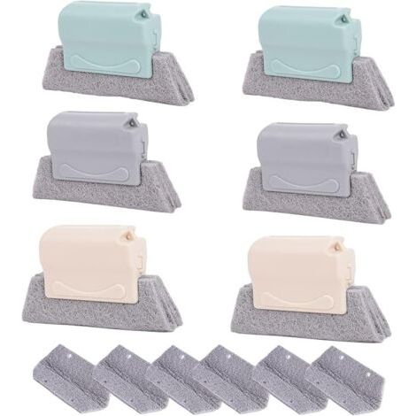 6 Pcs Brosse Fente Multifonction Brosse de Nettoyage de Fente de Fenêtre Brosse Bain Rainure de Fenêtre,avec 6 Pièces de Chiffon de Nettoyage de Rechange,Outils de Nettoyage de Crevasses pour
