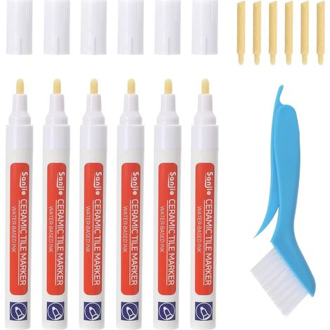 Stylo de Carrelage, Crayon À Joints Blanc, Stylo pour Carrelage Mural Avec Plume de Remplacement et Brosse de Nettoyage pour Réparation Carreaux Sol Cuisine et Salle de Bain (1/5)