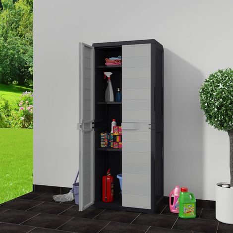 Armoire de rangement de jardin avec 3 étagères Noir et gris (1/5)