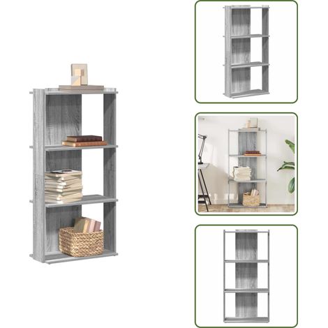 vidaXL Bücherregal 3 Böden Grau Sonoma 60x30x120 cm Holzwerkstoff (1/5)
