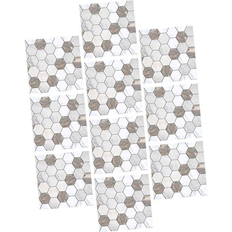 Lot de 2 Autocollants Muraux Élégants pour Carrelage de Maison Imitation Carrelage Marbré pour Cuisines Salles de Bains Et Murs de Télévision 10 Pièces (1/5)