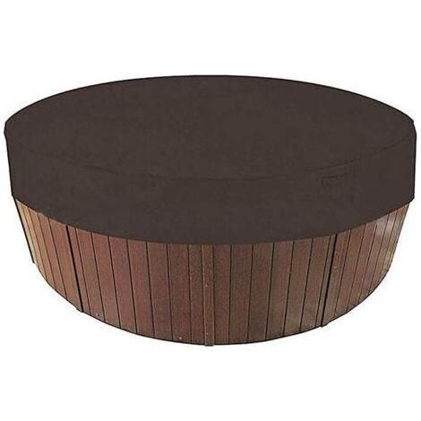 Couverture solaire ronde pour piscine, 100% résistante aux UV, imperméable, 190T, pour spas extérieurs, 200 x 30 cm/190 x 30 cm (marron) (1/3)