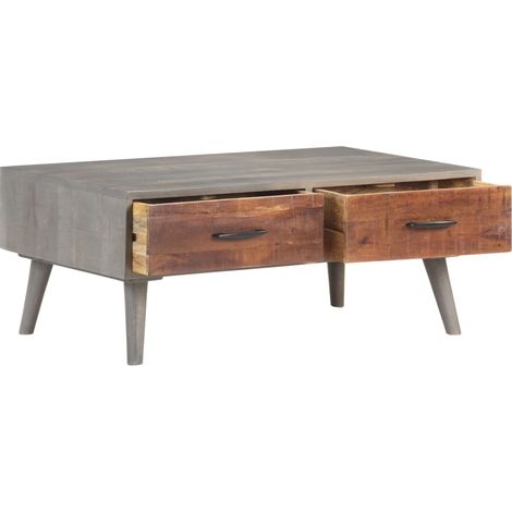 Maison Exclusive - Table basse Gris 100x60x40 cm Bois massif de manguier brut