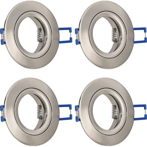 4x Spot Encastrable GU10 Aluminium Nickel spot led encastrable de plafond Projecteurs Cadre Avec Douille GU10 Rond Support extra plat Pour Lampes 50mm (1/4)