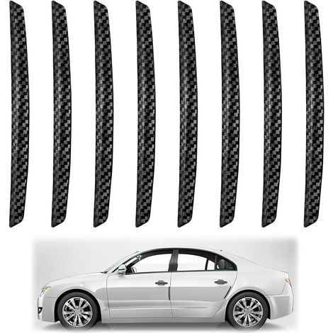 8 pièces de protection de seuil de portière de voiture, protège-bords de portière en fibre de carbone noire, protection pour le rétroviseur, Bandes de protection de seuil de portière à forte adhérence (1/5)