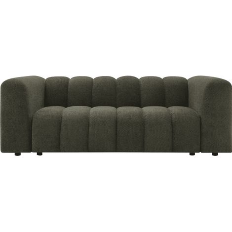 Canape fixe 3 places en tissu bouclette vert aelis (1/5)