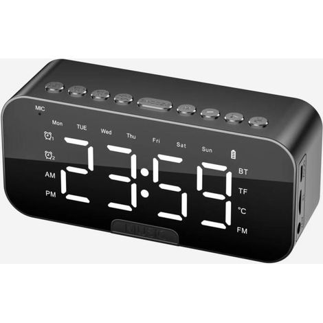 Altavoz con reloj Bluetooth, despertador doméstico, sonido de inserción de tarjeta portátil, radio FM