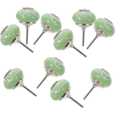 Lot de 10 Boutons de Tiroir en Céramique Verte, 4 Cm, Forme Ronde, pour Armoires, Commodes et Cuisines, Boutons de Meuble Résistants à L’usure, Quincaillerie de Remplacement (1/5)