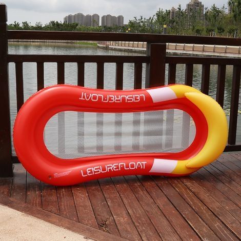 Aufblasbare Poolmatratze, aufblasbarer Poolstuhl, Poolhängematte, aufblasbares Schwimmbett mit Netz, Pool- und Strandmatratze für Kinder und Erwachsene (Rot) (1/4)