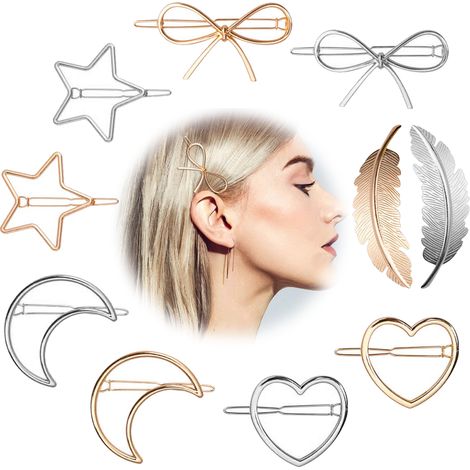 Pinces à cheveux en métal, lot de 14, accessoires de coiffure mignons pour femmes, pinces à cheveux pour mariages, fêtes, cadeaux pour filles, or et argent (1/5)