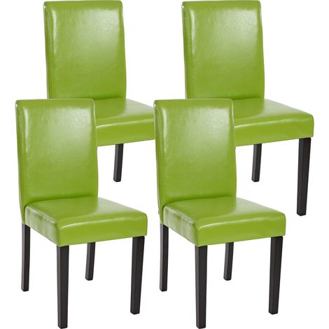 [NUNCA USADO] Juego de 4 sillas de comedor Silla de cocina Littau, polipiel, verde, patas oscuras (1/5)