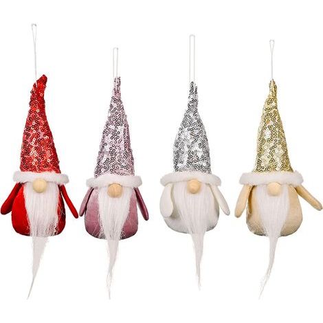 Decoración de Puerta de Peluche Figuras de Duende de Navidad Decoración de Peluche Muñeco Enano Adorno de Peluche Mini Papá Noel Escandinavo Sueco Tomte Santa Ornamento de Tela 4 UDS (1/4)