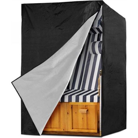 Housse de chaise de plage - 210D - Imperméable - Résistante aux déchirures et aux UV - Noire - 135 x 105 x 175/140 cm (1/4)